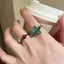 Nhẫn mở zircon xanh dương hình sao biển, phong cách đại dương đơn giản, xu hướng Y2K mới nhất - Bộ 2 cái
