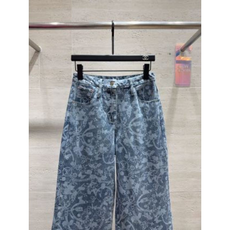 Quần dài in họa tiết Denim lưng cao mới dành cho nữ