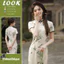 Cổ điểnmodern Qipao nữ tay ngắn, form body cinched, dáng dài thanh lịch