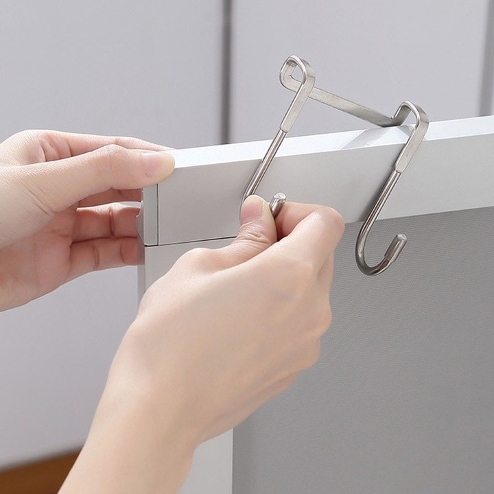 Combo 5 Móc Inox Đa Năng, Móc Đôi Treo Đồ Hình Chữ S, Móc Gài Sau Cánh Tủ Bếp, Tiện Dụng Trong Không Gian Bếp