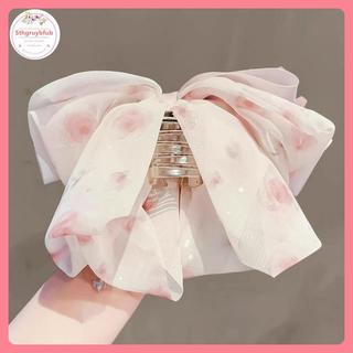 STHB Thanh Lịch Màu Hồng Voan Nút Thắt Đuôi Ngựa Kẹp Cảm Giác Cao Cấp Chảy sel Phụ Kiện Tóc Dành Cho Nữ Bé Gái VN