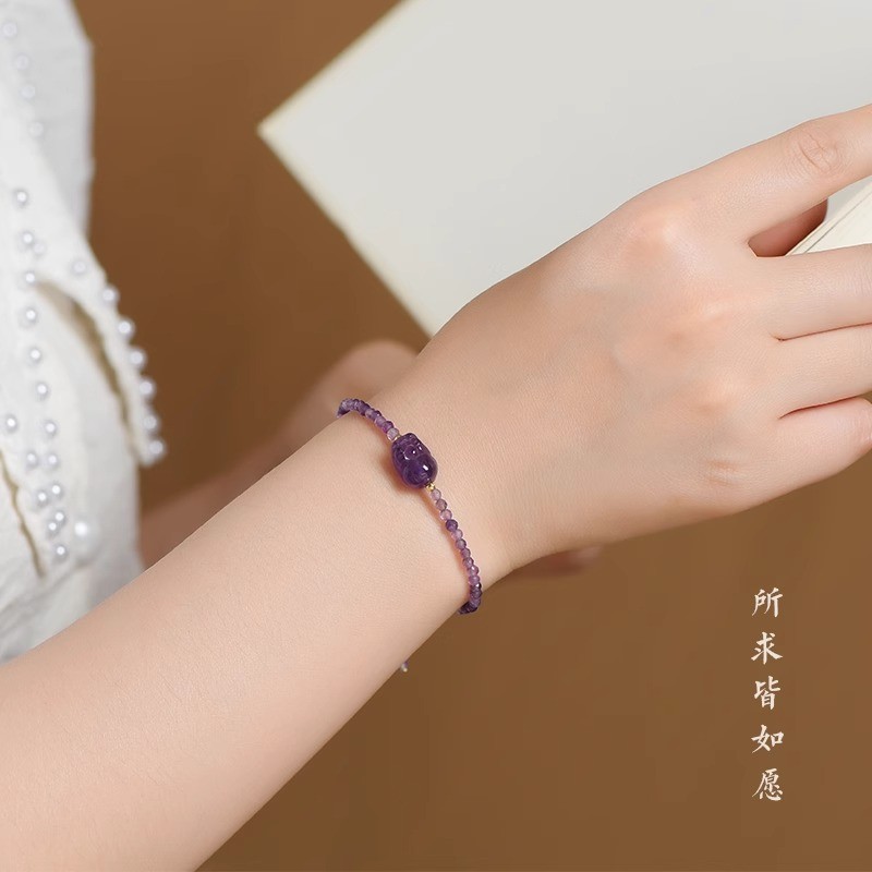 Vòng tay Pixiu thạch anh tím tự nhiên dành cho nữ