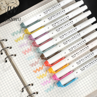 JIANWU 5 Cái / bộ Vintage Macaron Morandi Màu Tạp Chí Chất Liệu Hai Đầu Highlighter Sáng Tạo Đồ Dùng Học Sinh Văn Phòng Phẩm