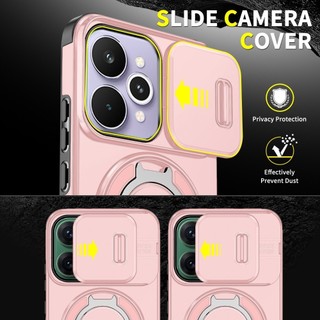 Ốp Lưng Cho Realme 15 Pro Realme15Pro 5G 2025 Trượt Ống Kính Máy Ảnh Giáp Chống Sốc Ốp Điện Thoại Stent Đẩy Bảo Vệ Ống Kính Máy Ảnh Mặt Sau Bìa Cứng Giá Đỡ Vòng Từ Tính Dễ Thương
