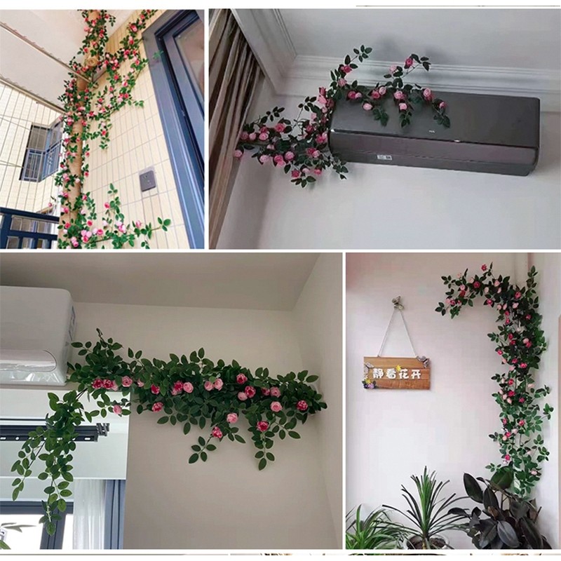 Dây hoa hồng leo giả thiết kế tinh tế decor, trang trí tường nhà và quán cafe nổi bật thu hút