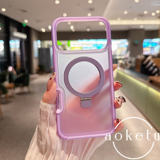 Ốp điện thoại từ tính giá đỡ vợt màu tím mơ mộng sang trọng phù hợp cho iPhone 13 14 15 16 17 Pro Max da cảm giác bán trong suốt toàn diện chống rơi