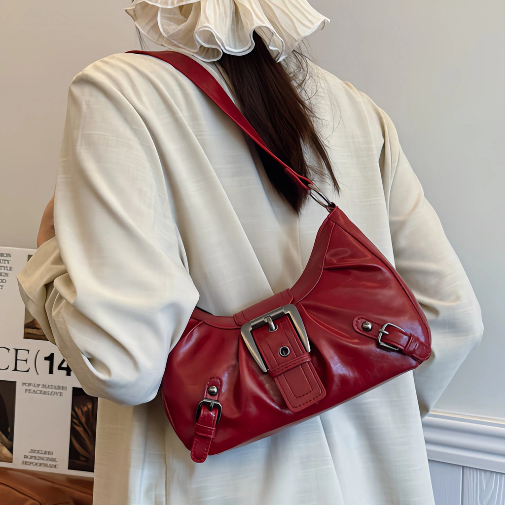 ANCO 2026 Xe máy cổ điển Phong cách Phụ nữ Shoulder Bag Công suất lớn nách xếp li Túi du lịch PU Da
