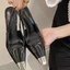 Mũi Nhọn Nữ Giày Cao Gót Đen Bằng Sáng Chế Da Ngón Chân Sandal Nữ Giày Đơn Stiletto Park Chae Giày Cao Gót Hoa Hồng Trẻ26040109