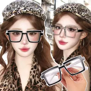 2 Cặp Kính Vuông Anime Y2K | Ống Kính Trong Suốt Cho Gaming & Văn Phòng, Chất Liệu PC Nhẹ, Phong Cách Cosplay/Đường Phố