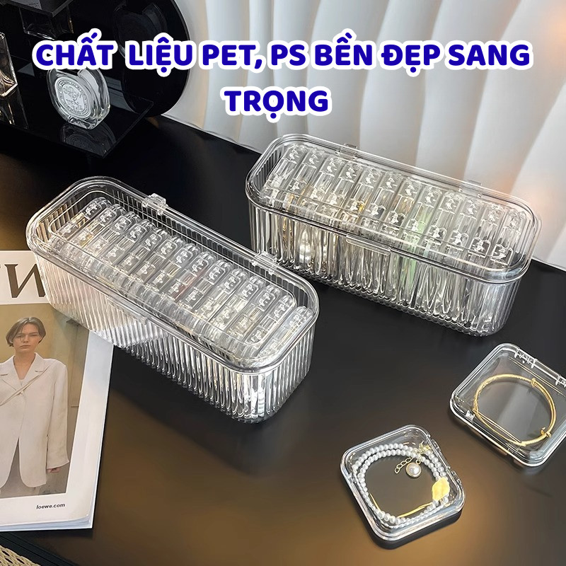 Hộp Bảo Quản Trang Sức Trong Suốt Có Nắp DINO– Chất Liệu PET, PS– Đựng Nhẫn, Vòng Tay Gọn Gàng