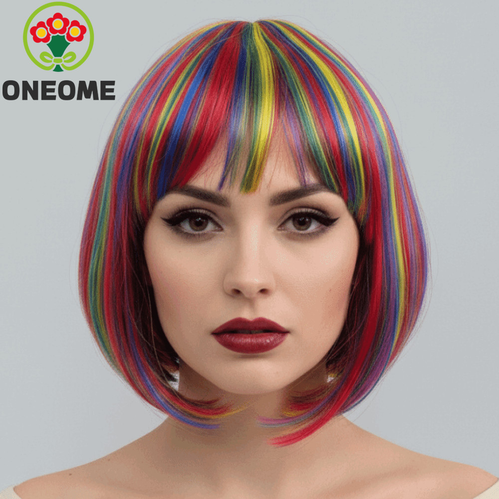 ONEOME Tóc Bob Ngắn Màu Cầu Vồng Cho Cosplay Halloween | Shopee Việt Nam