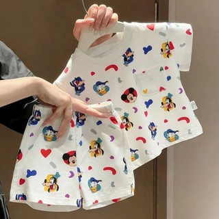 Bộ đồ Mickey cho bé - áo thun tay ngắn + quần short hoạt hình dễ thương mặc nhà đi chơi