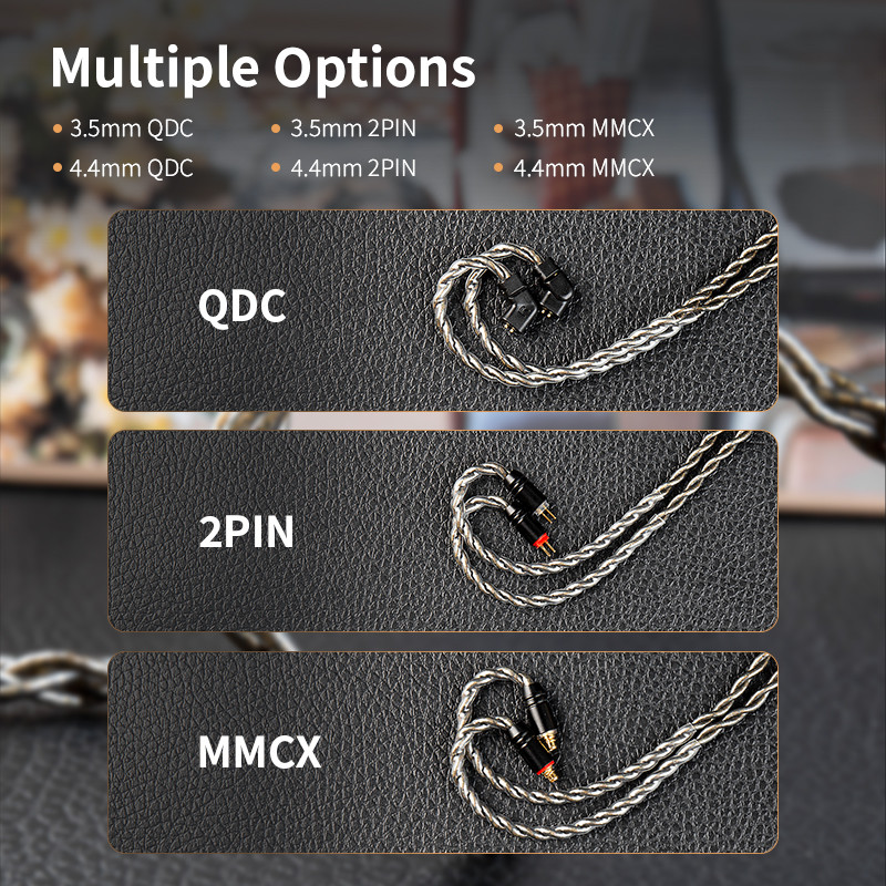 Mới KBEAR DarkJade 4 Dây 252 Lõi Cáp Tai Nghe Dây Đồng Mạ Bạc Cáp Cân Bằng Độ Phân Giải Cao Cáp 3.5 / 4.4mm