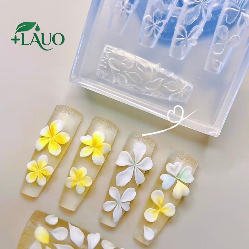 Springevenstar 3D Silicone Hoa Móng Tay Nghệ Thuật Khắc Khuôn Acrylic Hibiscus Hoa Năm Cánh Hoa DIY Móng Tay Nghệ Thuật Trang Trí Bản Mẫu Trong Suốt Springevenstar