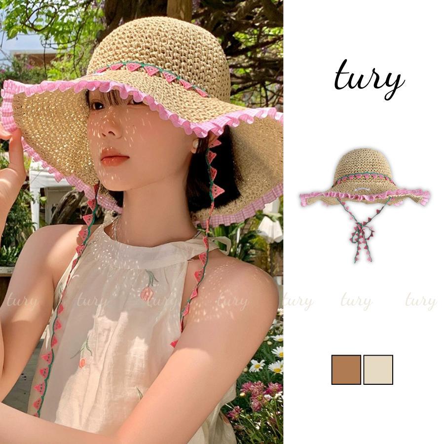 Nón Cói Nữ - Tury - Nón Cói Mềm Đi Biển Phối Dây Dưa Hấu Đáng Yêu - NC108