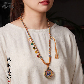 Vòng cổ mặt dây chuyền Tây Tạng dệt tay phong cách năm chiều Thần Tài, trang sức Wenwan, phụ kiện DIY Thangka