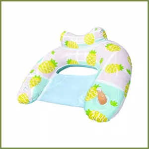 Ghế bể bơi bơm hơi với giá đỡ cốc tiện lợi và tựa đầu chống rò rỉ, phù hợp cho bãi biển hoặc hồ bơi