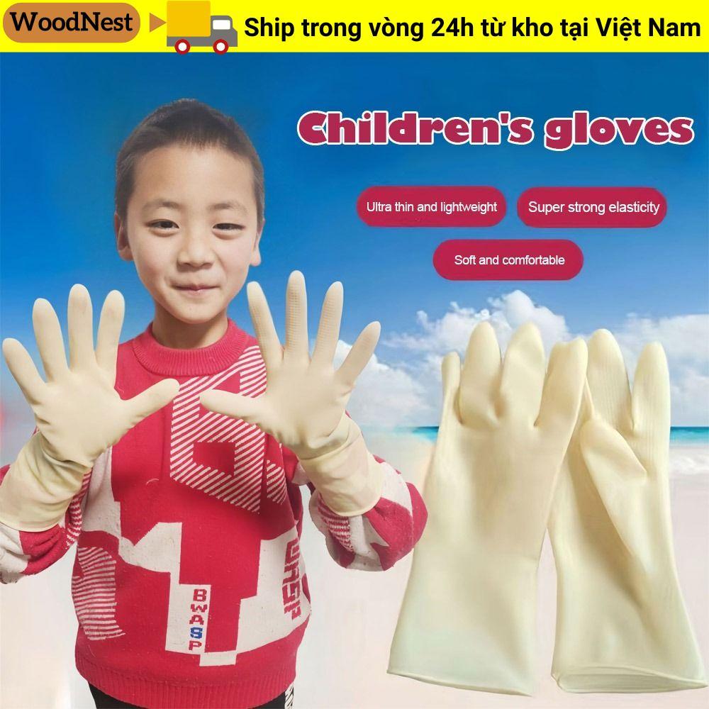 Găng tay làm việc trẻ em WOODNEST, chống thấm nước, cao su 26cm, bảo vệ chống mài mòn, dụng cụ giặt