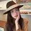 Mũ Flat Top Hat Nữ Widespread Edge Ribbon, Làm Từ Len Bầu, Phong Cách Retro Thanh Lịch