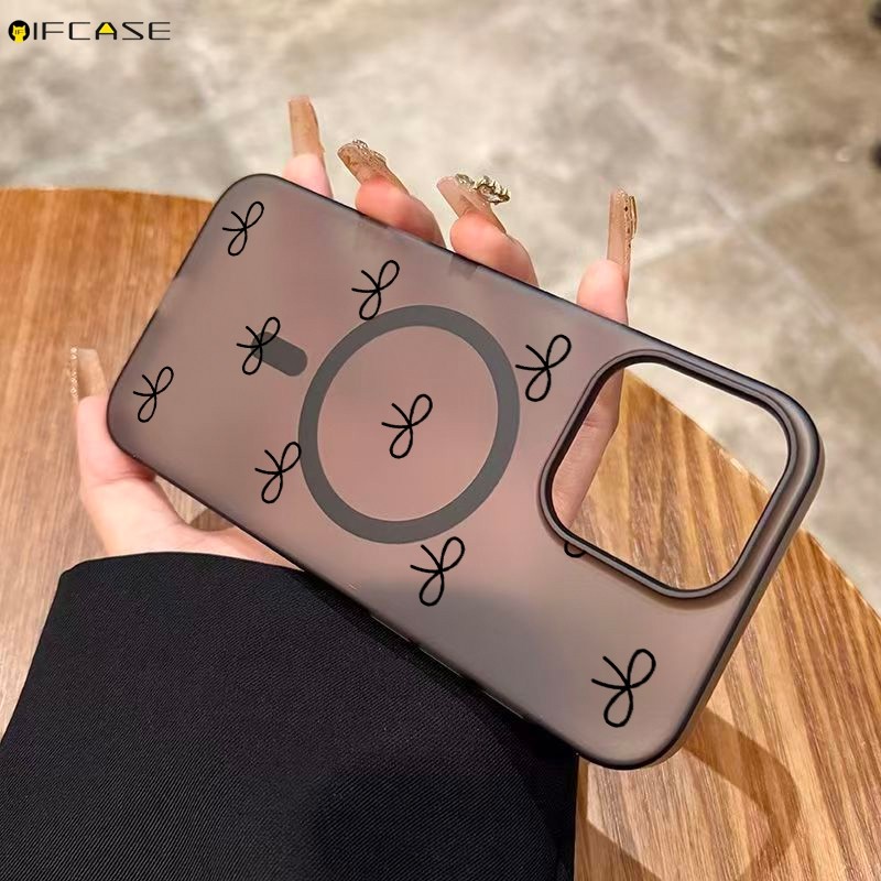 Dành Cho Samsung Galaxy A17 A16 A07 A06 A05 A05s A57 A56 A36 A26 A54 A37 A34 A55 A35 A25 A15 A14 M15 F15 Ốp Điện Thoại Từ Tính Thanh Lịch Đen Trắng Nơ Nơ Dễ Thương Vỏ Cứng
