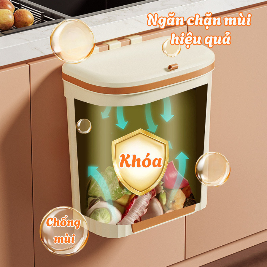 Thùng Rác Treo Tủ Bếp 12L Siêu Tiện – Không Cần Khoan, Tặng Kèm Miếng Dán Tường Và Móc Cài Cánh Tủ Linh Hoạt Dino