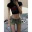 Quần short chữ A DADUHEY denim lưng cao phong cách đường phố Mỹ cổ điển cao cấp