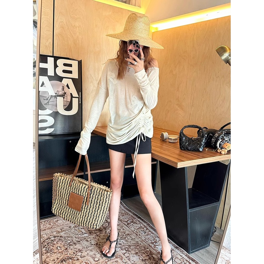 SUXI Áo thun dài tay đơn giản dành cho nữ, phù hợp mùa hè 260414