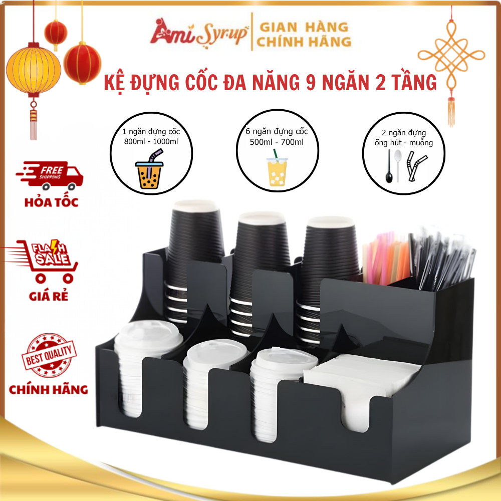 Kệ Đựng Cốc Đa Năng 9 Ngăn 2 Tầng, Tiện Lợi, Chắc Chắn, Gọn Gàng, Chuyên Nghiệp
