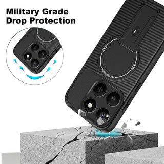 Dành Cho Honor X6c 4G / X7d / 400 Vỏ Thông Minh 5G Kết Cấu Sợi Carbon Mặt Sau Cứng Từ Tính Có Chân Đế Cạnh TPU Mềm Chống Sốc Mỏng