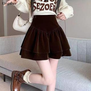 Váy nữ cao cấp nhung xếp ly retro ngắn, lông tơ mềm mại, thời trang thanh lịch cho mọi ngày