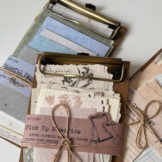 Set giấy note retro junk journal Paper Time Mocard kèm clipboard