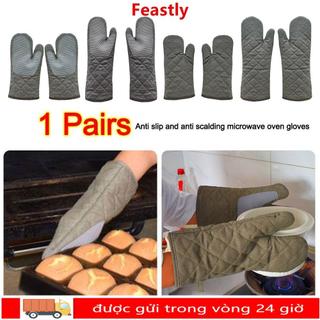 FEASTLY 1 Đôi Găng Tay Vi Sóng, Găng Tay Lò Nướng Silicon Chống bỏng, Găng Tay Cách Nhiệt Chống Trơn Trượt Dày Bền Đẹp Dụng Cụ Nấu Ăn Nhà Bếp