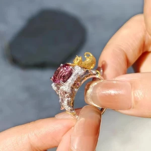 Ngọt Hồng Haoshi Chải Kitty Nhẫn Thoát Khỏi Công Chúa Thời Trang Tinh Tế Nhẫn Niche Cao Cấp Nhẫn