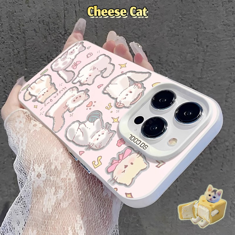 Ốp Lưng Mèo Béo Dễ Thương Có Gương Giá Đỡ Điện Thoại Cho iPhone 13 14 15 12 11 16 17 Pro Max 16E Xs Max XR 7Plus