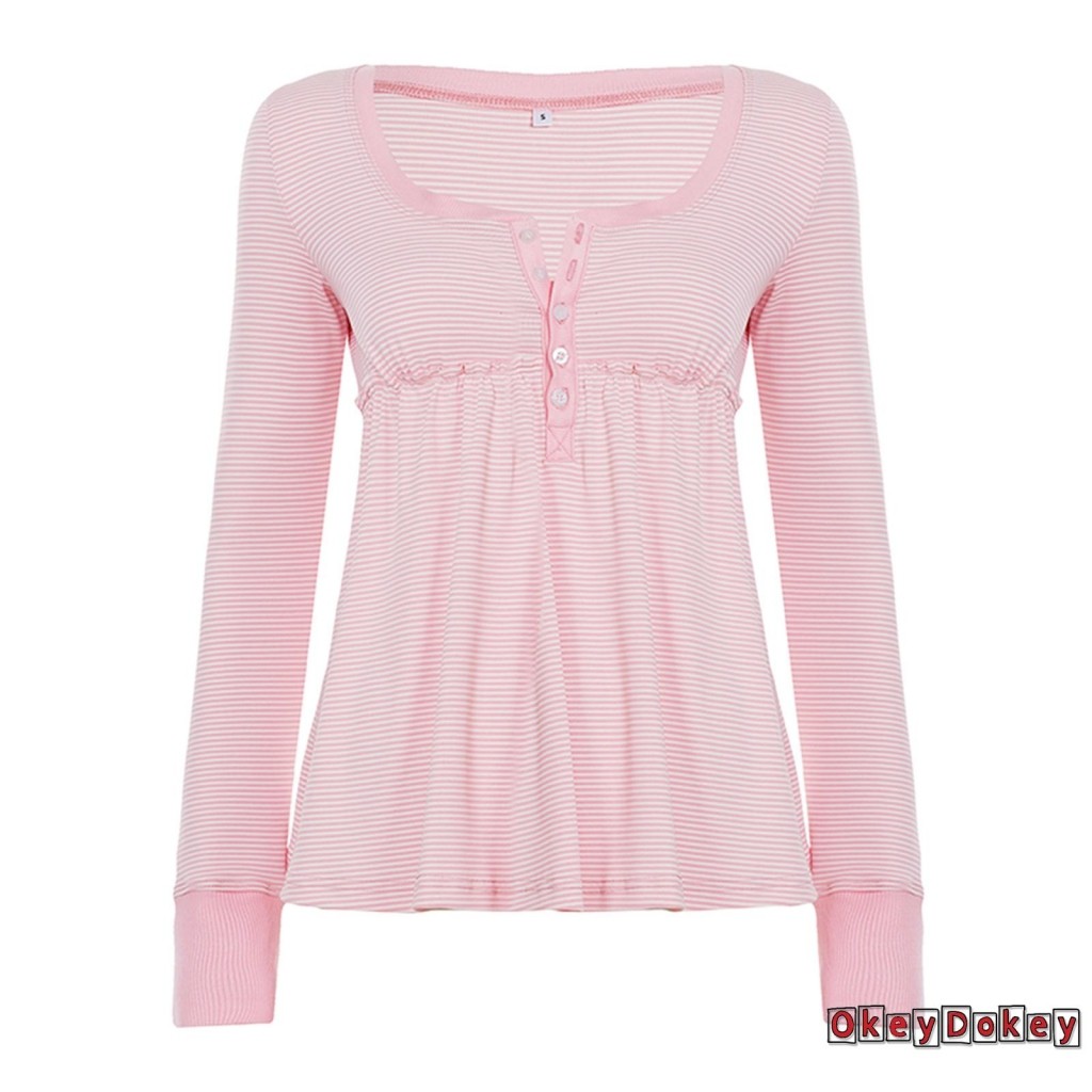 Áo Babydoll Crocheted Thu, Cổ Dài, Tay Sọc
