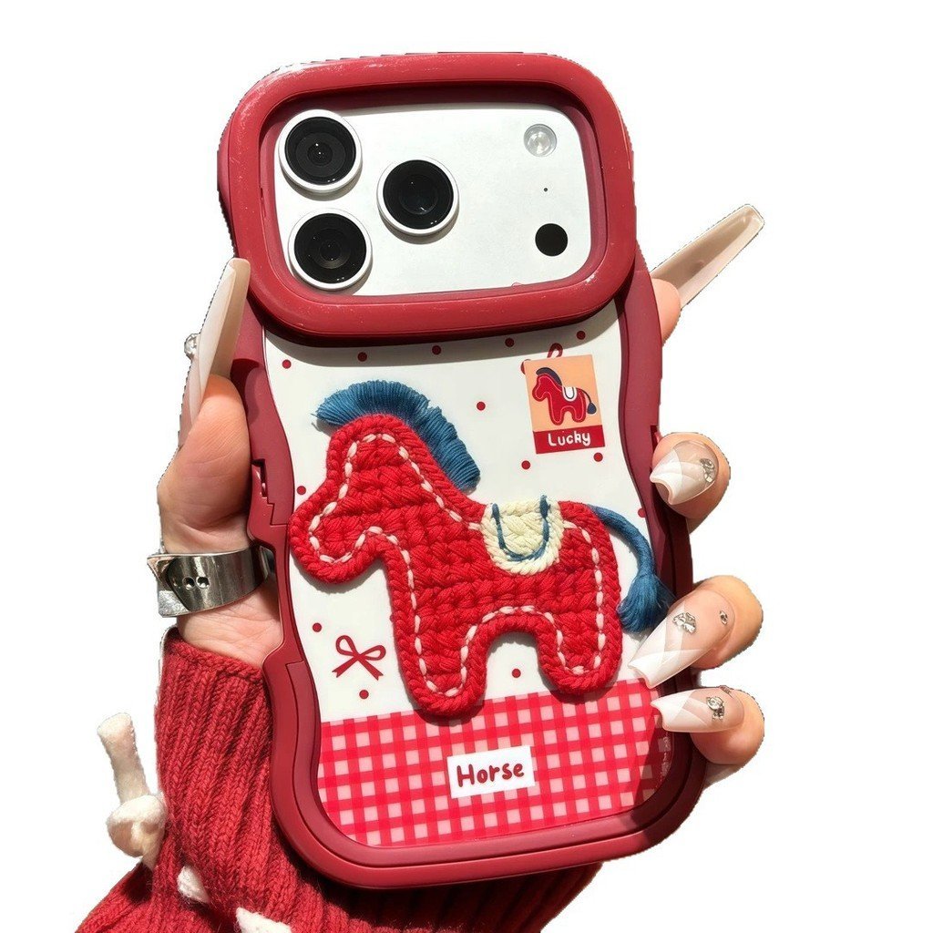 Thích hợp cho iPhone17ProMax Ốp điện thoại 16 / 15 Red Pony 14 / 13 Giá đỡ kép 12 / 11 Mới