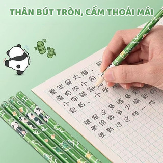 Bút chì 12/24 cây chất liệu gỗ in hình hoạt hình vui nhộn - Viết chì cute, an toàn cho bé lớp 1