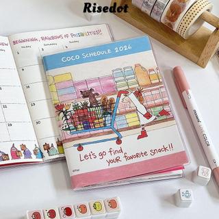 RISEDOT 2026 Planner, Sách chương trình nghị sự trang bên trong màu sắc Coco Girl, Quà tặng DIY với lịch Hẹn Sách Đồ dùng học tập