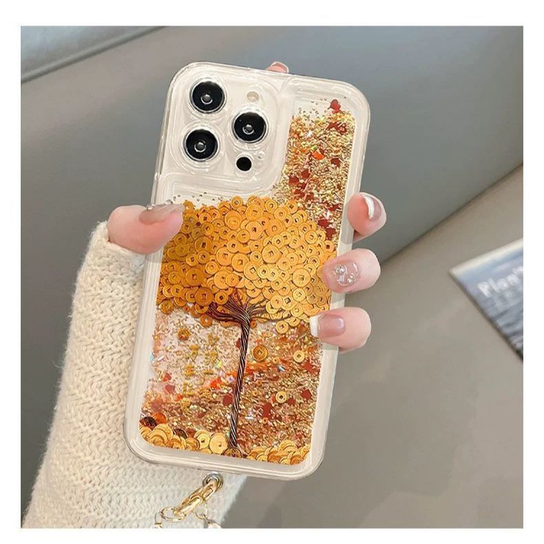 Cây may mắn may mắn năm mới Thích hợp cho iPhone17promax Vỏ điện thoại 16 / 14 / 13 Vàng lấp lánh 12 / 11 Vòng tay 15Plus / / dofi