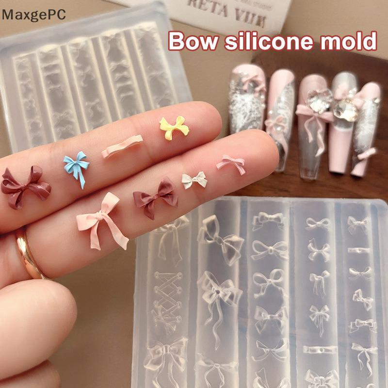 khuôn silicon nail Bowknot khuôn cho móng tay nghệ thuật dập stencils UV Gel đánh bóng thiết kế trang trí nội thất