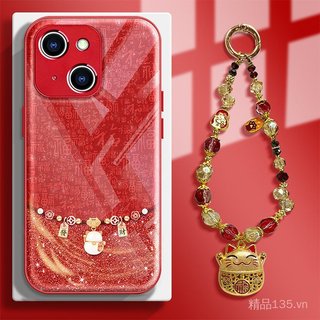 Chuỗi mèo may mắn Thích hợp cho vỏ điện thoại 17 năm ngựa iphone15promax Nữ mới 16 cảm giác cao cấp