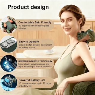Máy mát xa cổ làm nóng LILYES, Máy mát xa cổ điện nén sưởi ấm, Máy mát xa đeo vai Bionic không dây cầm tay USB có thể sạc lại Văn phòng tại nhà