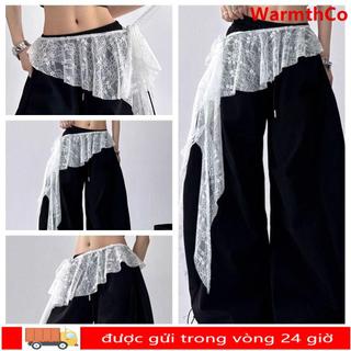 Váy mini WARMTHCO ren hoa thêu phong cách Y2K, thiết kế buộc dây trendy cho dạo phố
