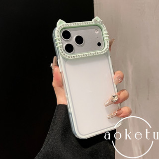Tai mèo dát kim cương (Bánh mì hình tai mèo hấp) thích hợp cho vỏ điện thoại Apple 17promax màu hồng 16 sang trọng 15 / 14 ba trong một túi tẩy tế bào chết toàn bộ vỏ cứng silicon chống rơi