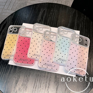 Bột lấp lánh chấm bi bi tối giản sang trọng bằng kim cương giả 2 trong 1 17 thích hợp cho iPhone 16 Promax Apple 15 Vỏ bảo vệ 14 / 13