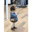 Áo khoác lông cừu trẻ em mùa thu đông màu xám lông thỏ lót áo khoác Denim 90-140 Size 6MDJ