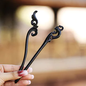 Nữ kẹp tóc gỗ mun dân tộc, phong cách vintage phù hợp nhiều loại trang phục