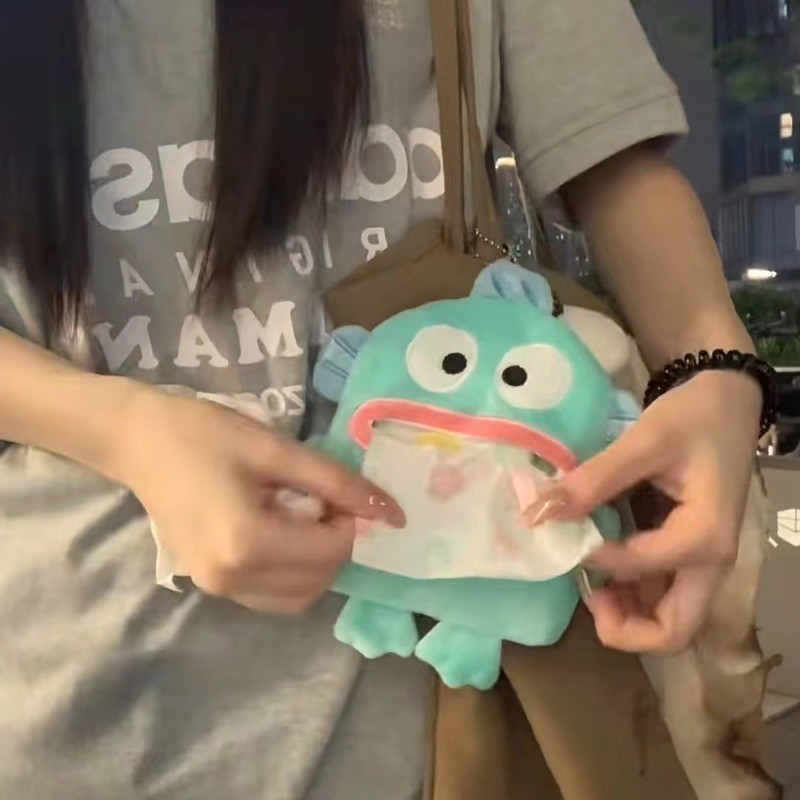 Sáng Tạo Hoạt Hình Sanrio Hangyodon Sang Trọng Búp Bê Móc Khóa Khăn Ăn Giá Đỡ Hộp Khăn Giấy Ướt Hộp Đựng Đồ Trang Trí Ô Tô Nhà