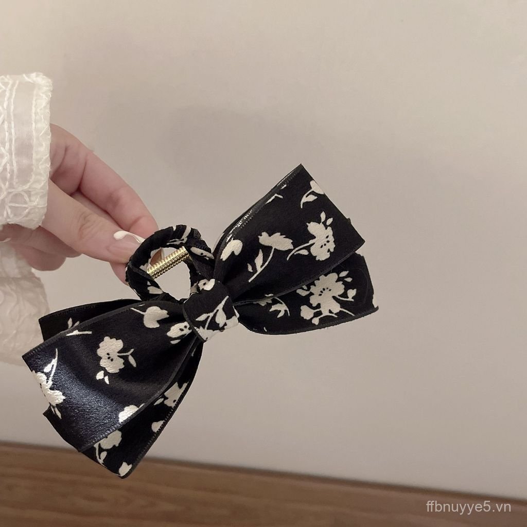 Kẹp tóc cá mập retro với nơ lớn - Phù hợp cho nữ