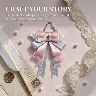 Mặt dây chuyền túi FANGHUI, Thiết kế chữ thập Thiết kế nơ Móc khóa trang trí Itabag, Ruy băng hai lớp cao cấp Kawaii DIY Handmade Anime ngoại vi Lolita Merch